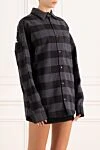 Palm Angels Women's gray checkered shirt - brand logo, checkered pattern. 100% cotton. Closure: buttons. chest pocket. Country of manufacture: Italy. Care: specialized cleaning - photo 3