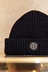 Stone Island Мужская черная вязаная шапка из шерсти с отворотом и логотипом - логотип бренда. 100% шерсть. . Страна производитель: Италия. Уход: специализированная чистка - фото 5