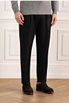 Brunello Cucinelli Брюки шерстяные на завязке мужские черные - защипы. 100% шерсть. кулиска, молния. два боковых кармана, два задних кармана. Страна производитель: Италия. Уход: специализированная чистка - фото 3