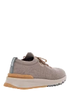 Sneakers in wool jersey and semi-gloss calfskin, beige Brunello Cucinelli - contrast sole. 100% wool. Closure: lace. rubber. Country of manufacture: Italy. Care: specialized cleaning - photo 4