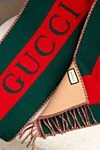 Шарф мужской шерстяной бежевый мужской Gucci - бахрома, фирменные цвета. 100% шерсть. Страна производитель: Италия. Уход: специализированная чистка - фото 6