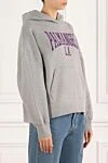 Palm Angels Худи серое женское меланж с логотипом - логотип бренда. капюшон. 100% хлопок. большой передний карман. . Страна производитель: Италия. Уход: специализированная чистка - фото 3