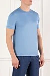 Cesare di Napoli Classic blue men's cotton T-shirt - 100% cotton. Country of manufacture: Italy. Care: specialized cleaning - photo 3