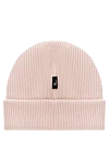 Moncler Қызғылт жүннен тігілген, логотипі бар әйелдер қысқы қалпақ - Декорация: логотип, қырлы. Құрамы: 100% жүн. Шығарылған елі: Италия. Күтім: арнайы тазалау - фото 3