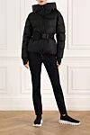 Куртка женская черная с манжетами-перчатками Moncler - логотип бренда. капюшон. 87% полиамид, 13% эластан. молния, пояс. два боковых кармана. Страна производитель: Италия. Уход: специализированная чистка - фото 2