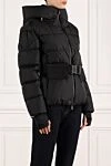 Moncler Куртка женская черная с манжетами-перчатками - логотип бренда. капюшон. 87% полиамид, 13% эластан. молния, пояс. два боковых кармана. Страна производитель: Италия. Уход: специализированная чистка - фото 3