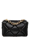 Сумка Garavani Roman Stud из кожи наппа черная женская Valentino - лоскутная конструкция и отделка, украшенная маленькими заклепками. 100% кожа наппа. Размер: Ш25xВ16xГ10 см. клапан с поворотным замком . один накладной карман и один карман на молнии. Длина ремня: длина плечевого ремня: 55 см. Страна производитель: Италия. Уход: специализированная чистка - фото 4