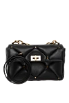 Valentino Сумка Garavani Roman Stud из кожи наппа черная женская - лоскутная конструкция и отделка, украшенная маленькими заклепками. 100% кожа наппа. Размер: Ш25xВ16xГ10 см. клапан с поворотным замком . один накладной карман и один карман на молнии. Длина ремня: длина плечевого ремня: 55 см. Страна производитель: Италия. Уход: специализированная чистка - фото 5