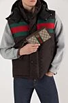Мужская сумка-клатч Ophidia GG коричневая Gucci - красно-зеленая лента Web. 60% полиуретан, 20% хлопок, 20% полиэстер. пуговица, молния. Размер: Ш 21 х В 13 х Г 4 см. карман на молнии. Страна производитель: Италия. Уход: специализированная чистка - фото 2