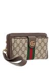 Gucci Мужская сумка-клатч Ophidia GG коричневая - красно-зеленая лента Web. 60% полиуретан, 20% хлопок, 20% полиэстер. пуговица, молния. Размер: Ш 21 х В 13 х Г 4 см. карман на молнии. Страна производитель: Италия. Уход: специализированная чистка - фото 3