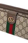 Gucci Мужская сумка-клатч Ophidia GG коричневая - красно-зеленая лента Web. 60% полиуретан, 20% хлопок, 20% полиэстер. пуговица, молния. Размер: Ш 21 х В 13 х Г 4 см. карман на молнии. Страна производитель: Италия. Уход: специализированная чистка - фото 5