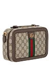 Gucci Маленькая сумка через плечо Ophidia с лентой Web мужская бежевая - орнамент GG. 60% полиуретан, 20% хлопок, 20% полиэстер. молния. Ремень: регулируемый плечевой ремень высотой 54 см. Размер: Ш 24 х В 16 х Г 7 см. Карман: один открытый карман внутри. . Страна производитель: Италия. Уход: специализированная чистка - фото 3