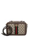 Gucci Маленькая сумка через плечо Ophidia с лентой Web мужская бежевая - орнамент GG. 60% полиуретан, 20% хлопок, 20% полиэстер. молния. Ремень: регулируемый плечевой ремень высотой 54 см. Размер: Ш 24 х В 16 х Г 7 см. Карман: один открытый карман внутри. . Страна производитель: Италия. Уход: специализированная чистка - фото 5