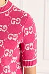 Gucci Розовый джемпер женский шерстяной с логотипом - логотип бренда. 100% шерсть. Страна производитель: Италия. Уход: специализированная чистка - фото 5