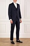 Sartoria Latorre Көк жүннен жасалған ерлер классикалық костюмі - Құрамы: 100% жүн. Жабу: түймелер. Қалталар: екі бүйір қалта, бір кеуде қалта. Шығарылған елі: Италия. Күтім: мамандандырылған тазалау - фото 3