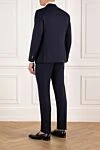 Көк жүннен жасалған ерлер классикалық костюмі Sartoria Latorre - Құрамы: 100% жүн. Жабу: түймелер. Қалталар: екі бүйір қалта, бір кеуде қалта. Шығарылған елі: Италия. Күтім: мамандандырылған тазалау - фото 4