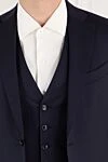 Көк жүннен жасалған ерлер классикалық костюмі Sartoria Latorre - Құрамы: 100% жүн. Жабу: түймелер. Қалталар: екі бүйір қалта, бір кеуде қалта. Шығарылған елі: Италия. Күтім: мамандандырылған тазалау - фото 6