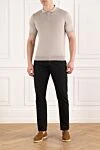 Beige men's polo with zipper made of cotton and silk Cesare di Napoli - 55% cotton, 45% silk. Closure: zipper. Country of origin: Italy. Care: specialized cleaning - photo 2