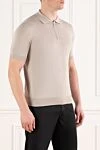 Cesare di Napoli Beige men's polo with zipper made of cotton and silk - 55% cotton, 45% silk. Closure: zipper. Country of origin: Italy. Care: specialized cleaning - photo 3
