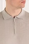Cesare di Napoli Beige men's polo with zipper made of cotton and silk - 55% cotton, 45% silk. Closure: zipper. Country of origin: Italy. Care: specialized cleaning - photo 5