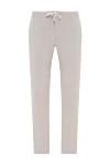 Cesare di Napoli Men's beige trousers with drawstring - 52% linen, 46% wool, 2% elastane. Closure: drawstring, zipper. two side pockets, one back pocket. Country of manufacture: Italy. Care: specialized cleaning - photo 1