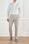 Men's beige trousers with drawstring Cesare di Napoli - 52% linen, 46% wool, 2% elastane. Closure: drawstring, zipper. two side pockets, one back pocket. Country of manufacture: Italy. Care: specialized cleaning - photo 2