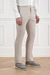 Cesare di Napoli Men's beige trousers with drawstring - 52% linen, 46% wool, 2% elastane. Closure: drawstring, zipper. two side pockets, one back pocket. Country of manufacture: Italy. Care: specialized cleaning - photo 3