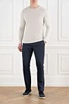 Blue men's drawstring trousers Cesare di Napoli - 52% linen, 46% wool, 2% elastane. Closure: drawstring, zipper. two side pockets, one back pocket. Country of manufacture: Italy. Care: specialized cleaning - photo 2