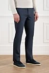Cesare di Napoli Blue men's drawstring trousers - 52% linen, 46% wool, 2% elastane. Closure: drawstring, zipper. two side pockets, one back pocket. Country of manufacture: Italy. Care: specialized cleaning - photo 3