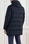 Пуховик мужской средней длины стеганый синий Corneliani - капюшон. 100% полиэстер. молния. два боковых кармана. Утеплитель: гусиный пух. Страна производитель: Италия. Уход: специализированная чистка - фото 4