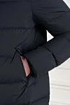 Corneliani Пуховик мужской средней длины стеганый синий - капюшон. 100% полиэстер. молния. два боковых кармана. Утеплитель: гусиный пух. Страна производитель: Италия. Уход: специализированная чистка - фото 5