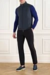 Blue men's vest with zipper Corneliani - brand logo. 100% polyester. Closure: zipper. two side pockets. Country of origin: Italy. Care: specialized cleaning - photo 2