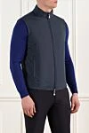 Corneliani Blue men's vest with zipper - brand logo. 100% polyester. Closure: zipper. two side pockets. Country of origin: Italy. Care: specialized cleaning - photo 3