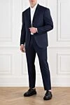 Men's classic wool suit blue Corneliani - 100% wool. Closure: buttons. two side pockets, one chest pocket. . Country of origin: Italy. Care: specialized cleaning - photo 2