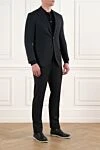 Corneliani Классикалық қара ерлерге арналған жүннен жасалған костюм - Құрамы: 100% жүн. Жабу: түймелер. Қалталар: екі бүйір қалта, бір кеуде қалта. . Шығарылған елі: Италия. Күтім: арнайы тазалау - фото 3