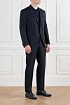 Corneliani Мужской костюм однобортный синий из шерсти - 100% шерсть. пуговицы. 2 боковых кармана, один нагрудный. Страна производитель: Италия. Уход: специализированная чистка - фото 3