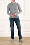 Gray classic long sleeve wool polo with zip Corneliani - 100% wool. Closure: zipper. Country of manufacture: Italy. Care: specialized cleaning - photo 2