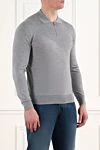 Corneliani Gray classic long sleeve wool polo with zip - 100% wool. Closure: zipper. Country of manufacture: Italy. Care: specialized cleaning - photo 3