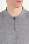 Corneliani Gray classic long sleeve wool polo with zip - 100% wool. Closure: zipper. Country of manufacture: Italy. Care: specialized cleaning - photo 5