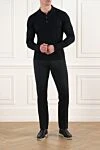 Black Merino Wool Button Down Polo Shirt Corneliani - 100% wool. Closure: buttons. Country of manufacture: Italy. Care: specialized cleaning - photo 2