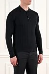 Corneliani Black Merino Wool Button Down Polo Shirt - 100% wool. Closure: buttons. Country of manufacture: Italy. Care: specialized cleaning - photo 3