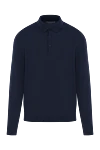 Corneliani Blue polo with buttons and long sleeves - 50% cotton, 30% cashmere, 20% silk . Closure: buttons. Country of manufacture: Italy. Care: specialized cleaning - photo 1