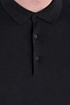 Corneliani Blue polo with buttons and long sleeves - 50% cotton, 30% cashmere, 20% silk . Closure: buttons. Country of manufacture: Italy. Care: specialized cleaning - photo 5