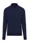Corneliani Темно-синее поло с пуговицами и длинным рукавом из кашемира и шелка - 70% кашемир, 30% шелк. пуговицы . Страна производитель: Италия. Уход: специализированная чистка - фото 1
