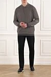Коричневое шерстяное поло с длинным рукавом мужское Corneliani - 100% шерсть. пуговицы . Страна производитель: Италия. Уход: специализированная чистка - фото 2