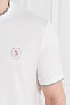 Brunello Cucinelli Түтіктері мен логотипі бар ақ түсті ерлерге арналған футболка - Декорация: контрастты жиектер. Құрамы: 90% полиэстер, 10% эластан. . Шығарылған елі: Италия. Күтім: арнайы тазалау - фото 5