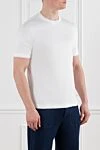 Brunello Cucinelli Белая мужская футболка с окантовкой из хлопка - контрастная окантовка. 100% хлопок. Страна производитель: Италия. Уход: специализированная чистка - фото 3
