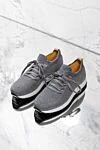 Ultralight sneakers made of fabric with leather insert on the heel, gray Doucal`s - contrast sole. 80% textile, 20% genuine leather. Closure: lace. Country of manufacture: Italy. Care: specialized cleaning - photo 6