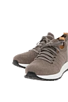 Doucal`s Ultra-light sneakers made of fabric with a leather insert on the heel, beige - contrast sole. 80% textile, 20% genuine leather. Closure: lace. . Country of origin: Italy. Care: specialized cleaning - photo 5