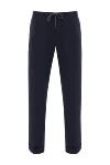 Lubiam Men's blue trousers with ties and pintucks - 69% wool, 28% polyamide. button, zipper, drawstring. Country of manufacture: Italy. Care: specialized cleaning - photo 1